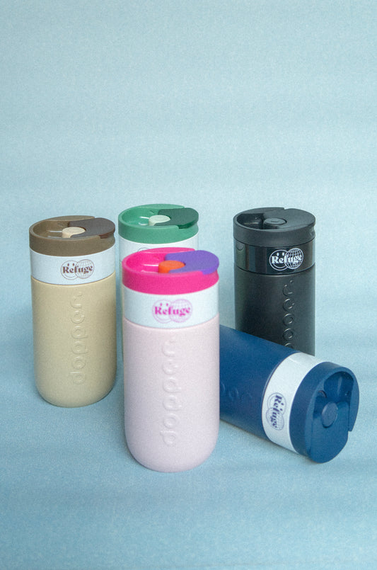 Refuge Worldwide x Dopper Travel Mugs
